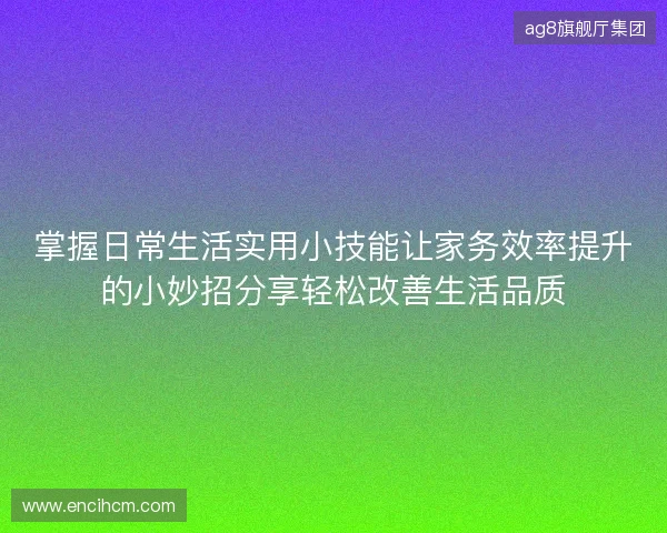 掌握日常生活实用小技能让家务效率提升的小妙招分享轻松改善生活品质